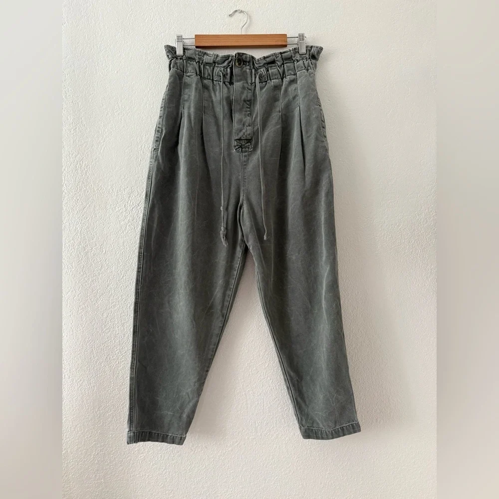Free People Boho Margate Trouser Paperbag Tie Waist Pants Size M - Picture 4 of 13